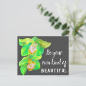 Blume Watercolor Orchideen - schönes Zitat Postkarte (Stehend Vorderseite)