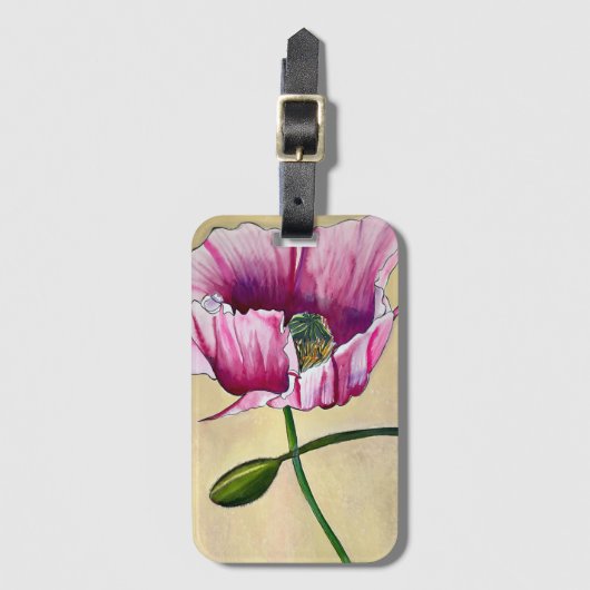 Blume Watercolor Pink Poppe Gepäckanhänger (Vorderseite Vertikal)