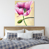 Blume Watercolor Pink Poppe Leinwanddruck (Insitu (Schlafzimmer))