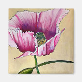 Blume Watercolor Pink Poppe Magnet (Vorne)