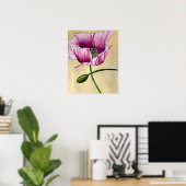 Blume Watercolor Pink Poppe Poster (Heimbüro)