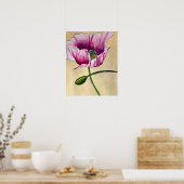 Blume Watercolor Pink Poppe Poster (Küche)