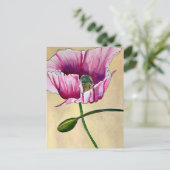 Blume Watercolor Pink Poppe Postkarte (Stehend Vorderseite)