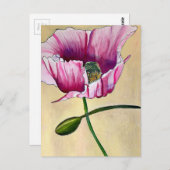 Blume Watercolor Pink Poppe Postkarte (Vorne/Hinten)