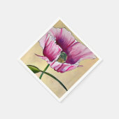 Blume Watercolor Pink Poppe Serviette (Ecke)
