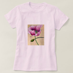 Blume Watercolor Pink Poppe T-Shirt