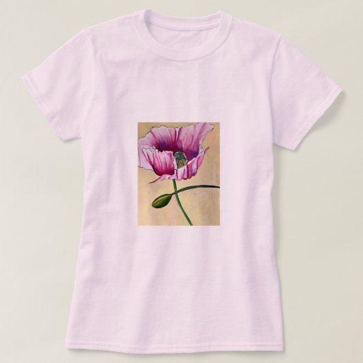 Blume Watercolor Pink Poppe T-Shirt (Design vorne)