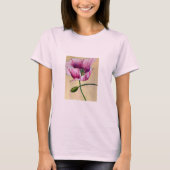 Blume Watercolor Pink Poppe T-Shirt (Vorderseite)