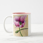 Blume Watercolor Pink Poppe Zweifarbige Tasse (Links)