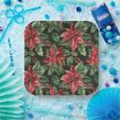 Blume Watercolor Poinsettia Weihnachten Pappteller (Party)