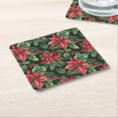 Blume Watercolor Poinsettia Weihnachten Rechteckiger Pappuntersetzer (angewinkelt)