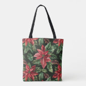 Blume Watercolor Poinsettia Weihnachten Tasche (Rückseite)