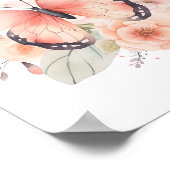 Blume Watercolor Rosa Schmetterling Poster (Ecke)