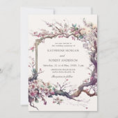 Blume Watercolor Sakura Cherry Einladung Hochzeit (Vorderseite)