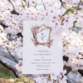 Blume Watercolor Sakura Cherry Einladung Hochzeit