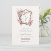 Blume Watercolor Sakura Cherry Einladung Hochzeit (Stehend Vorderseite)