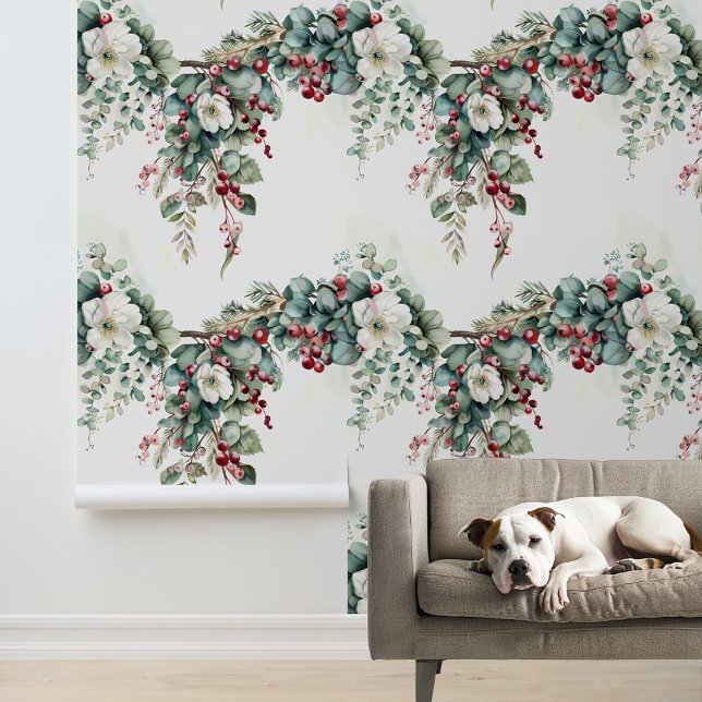 Blume Watercolor Winter Floral Weihnachten Tapete (Von Creator hochgeladen)