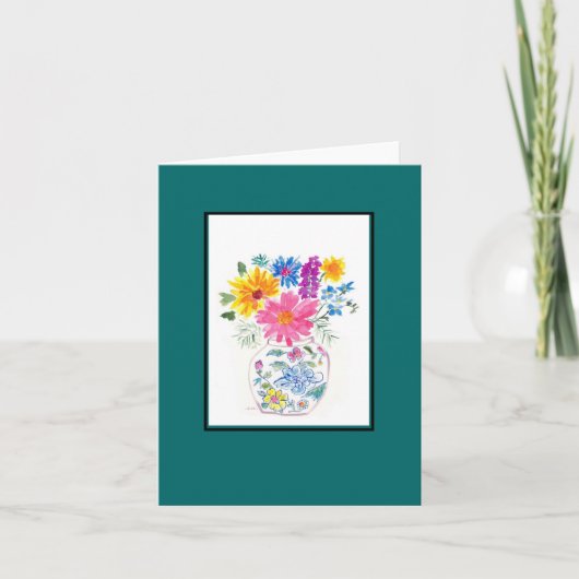 Blume Watercolorraum-Anmerkungskarte Karte (Vorderseite)