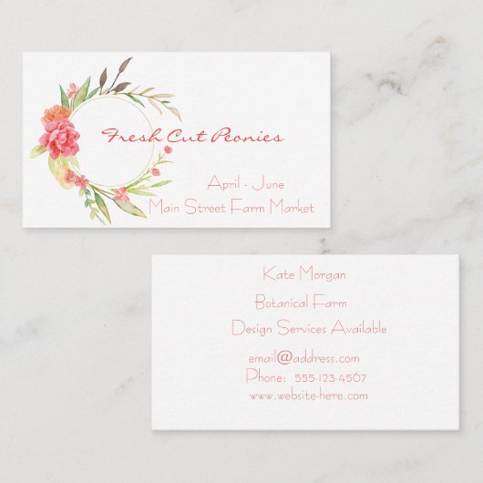 Blume Wath Business Card Visitenkarte (Vorne/Hinten)