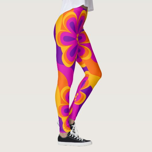 Blume & Waves Pattern-Leggings der 1960er Jahre Leggings (Rechts)
