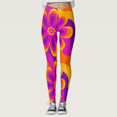 Blume & Waves Pattern-Leggings der 1960er Jahre Leggings (Vorderseite)