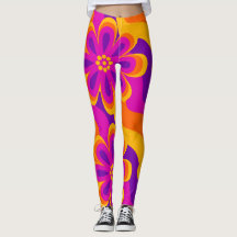 Blume & Waves Pattern-Leggings der 1960er Jahre