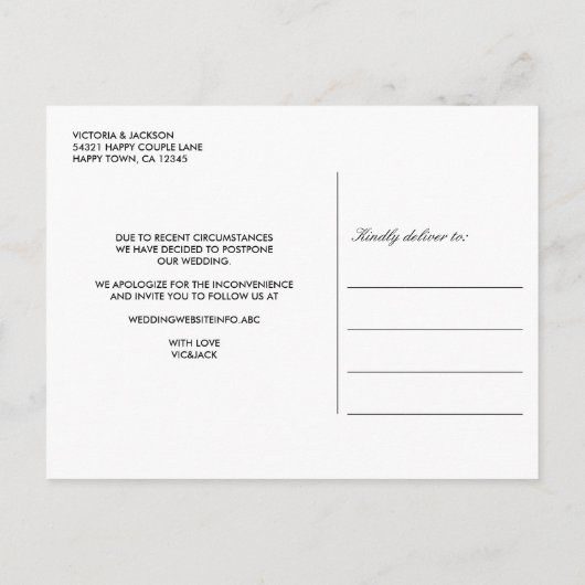 Blume WEDD AUS Holz ÄNDERN DAS DATUM DER VERSCHIED Ankündigungspostkarte (Rückseite)