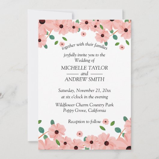 Blume Wedding Vector Einladung (Vorderseite)