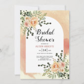 Blume Weiche Terrakotta-Bogen Brautparty Einladung (Vorderseite)