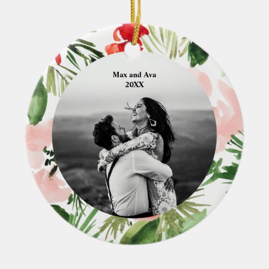 Blume Weihnachten Foto Keramik Ornament (Vorne)