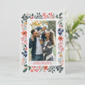 Blume Weihnachts-Foto Feiertagskarte (Stehend Vorderseite)