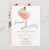 Blume Wein Brunch & Bubbly Einladung (Vorne/Hinten)