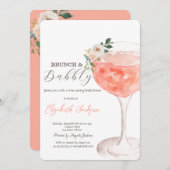 Blume Wein Brunch & Bubbly Einladung (Vorne/Hinten)