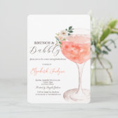 Blume Wein Brunch & Bubbly Einladung (Stehend Vorderseite)