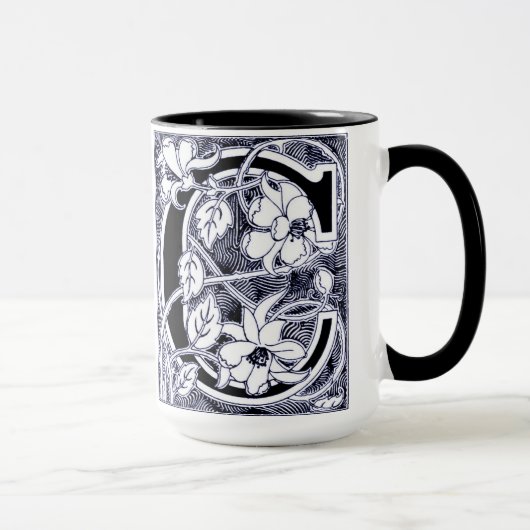 Blume Weinbrief 'C' in blau - Tasse (Rechts)