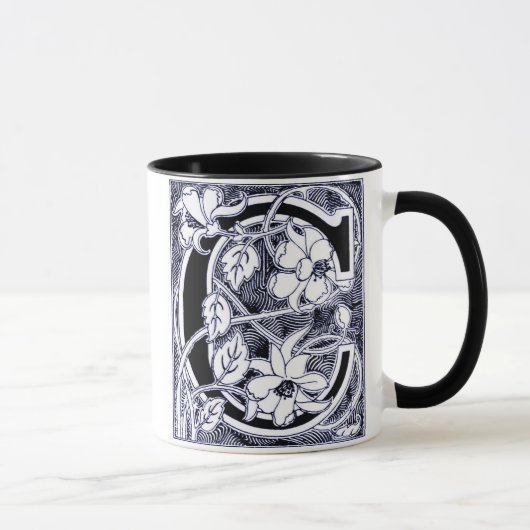 Blume Weinbrief 'C' in blau - Tasse (Rechts)