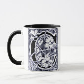 Blume Weinbrief 'C' in blau - Tasse (Links)