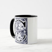 Blume Weinbrief 'C' in blau - Tasse (Vorderseite Links)