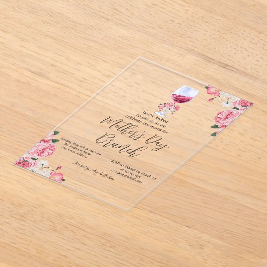 Blume Weinglas Muttertag Brunch Acryleinladungen (Ablage )