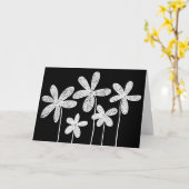 Blume - Weiß auf Schwarz Karte (Gelbe Blume)