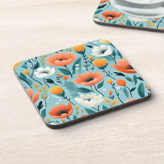 Blume, weiß, pfirsichfarben, gelb, getränkeuntersetzer (Linke Seite)