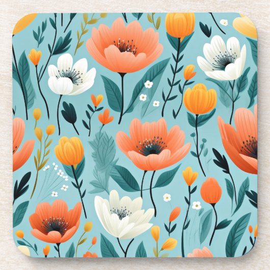 Blume, weiß, pfirsichfarben, gelb, getränkeuntersetzer (Vorderseite)