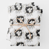 Blume Weiß, Schwarz und Gold Geschenkpapier Set (Beispiel)