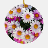 Blume "Weiß und Rosa" Keramik Ornament (Vorne)