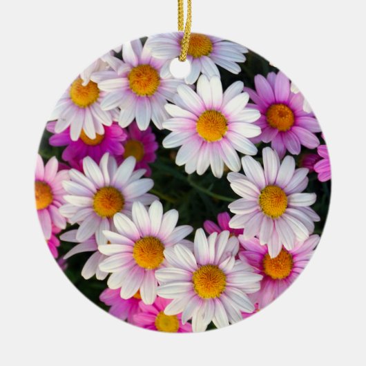 Blume "Weiß und Rosa" Keramik Ornament (Vorne)