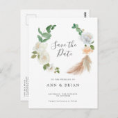 Blume Weiße Rosen Save the Date blühend Postkarte (Vorne/Hinten)