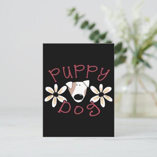 Blume Welpen Hunde T - Shirt und Geschenke Postkarte (Stehend Vorderseite)