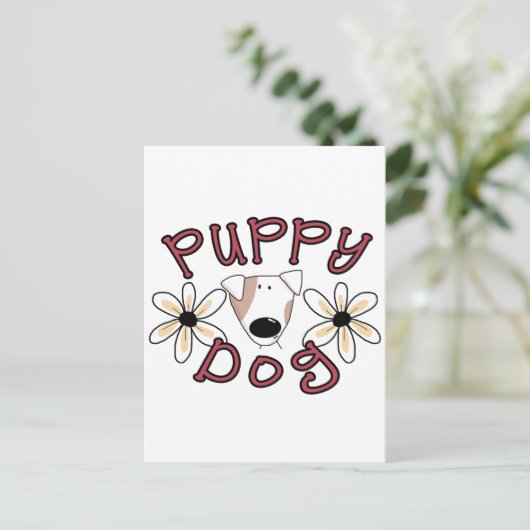 Blume Welpen Hunde T - Shirt und Geschenke Postkarte (Stehend Vorderseite)