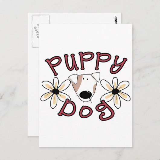 Blume Welpen Hunde T - Shirt und Geschenke Postkarte (Vorne/Hinten)