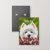 Blume Westie und Pink Button (Vorderseite/Rückseite)